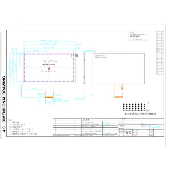 7 Inch IPS 1024 X 600 Smart Home CTP MIPI Interface For Car Navigation Monitor