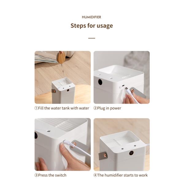 HOMEFISH Desktop 3L Double Spray Portable Ultrasonic Air Humidifiers For Office