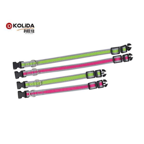 3M Stripe Reflective Dog Collars Duraflex Buckle For Doggie Walking