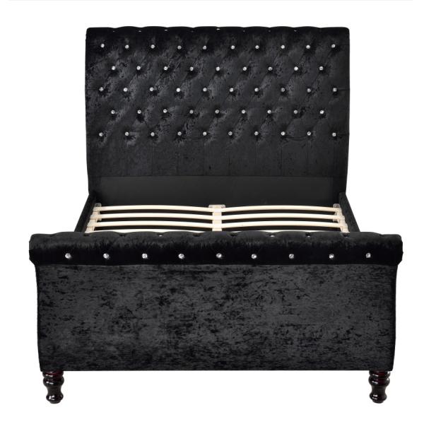 Button Tufting Upholstered Bed Frame King Size Chesterfield Styled Headboard