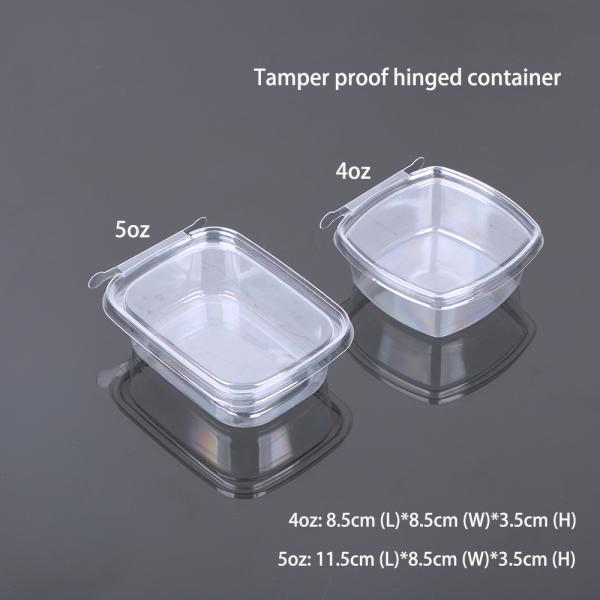 Disposable PET RPET 4oz Plastic Sauce Container Clear Hinged Tamper Proof Containers with Lid