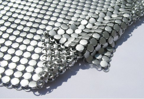 Metallic Sequined Aluminum Mesh Shower Curtain , Mesh Drapery Fabric Soft