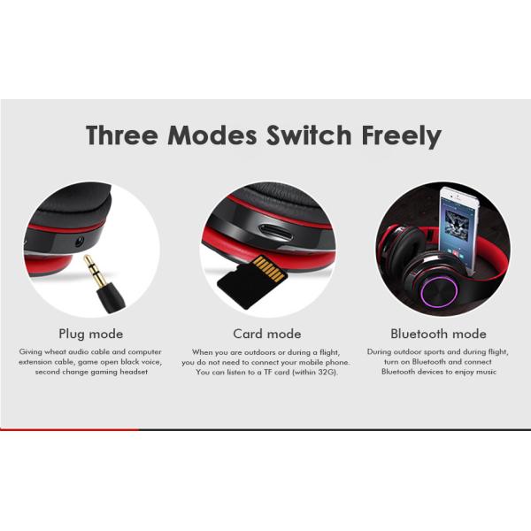 BH3 Glowing Headphones Bluetooth 4.1 Wireless Stereo Portable Foldable Headphone TF Card LED Light Wired Earphone Mic fo