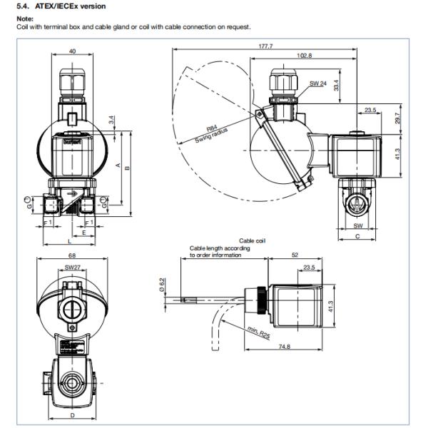 Servo-assisted 2/2-way Diaphragm Valve with Steel Material and Brass Solenoid Valve