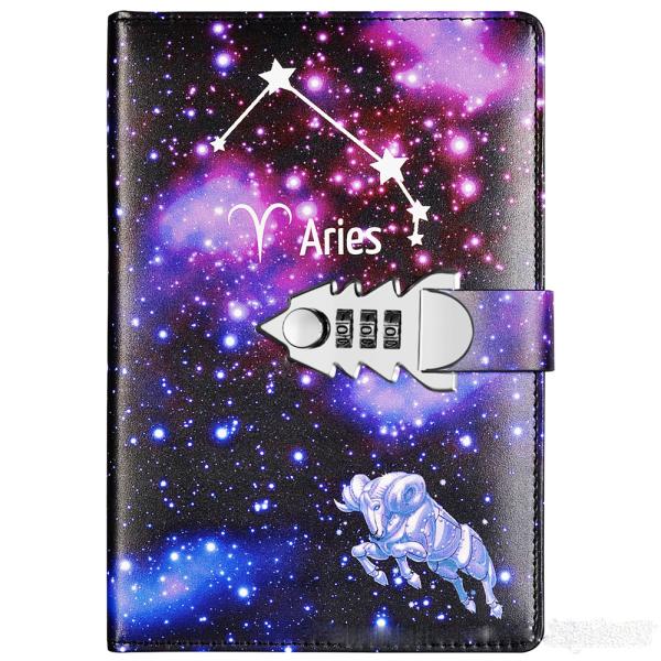 2022 Leather Lock Catch Journal Writing Schedule Notebook For Students 12 Constellation