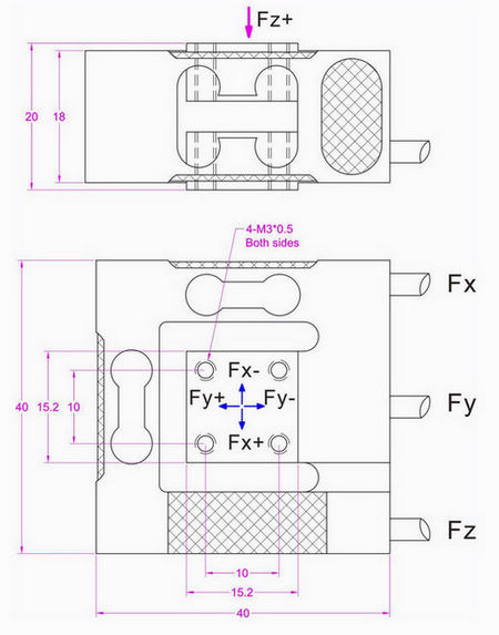 10lb triaxial force transducer 20lb
