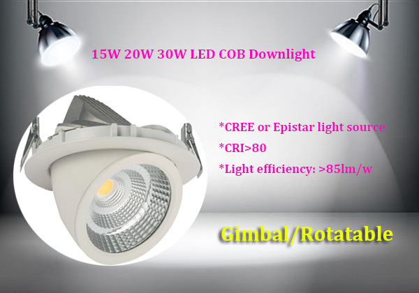 cool white 220v 25w gimbal led cob downlight recessed adjustable with 24deg 60deg