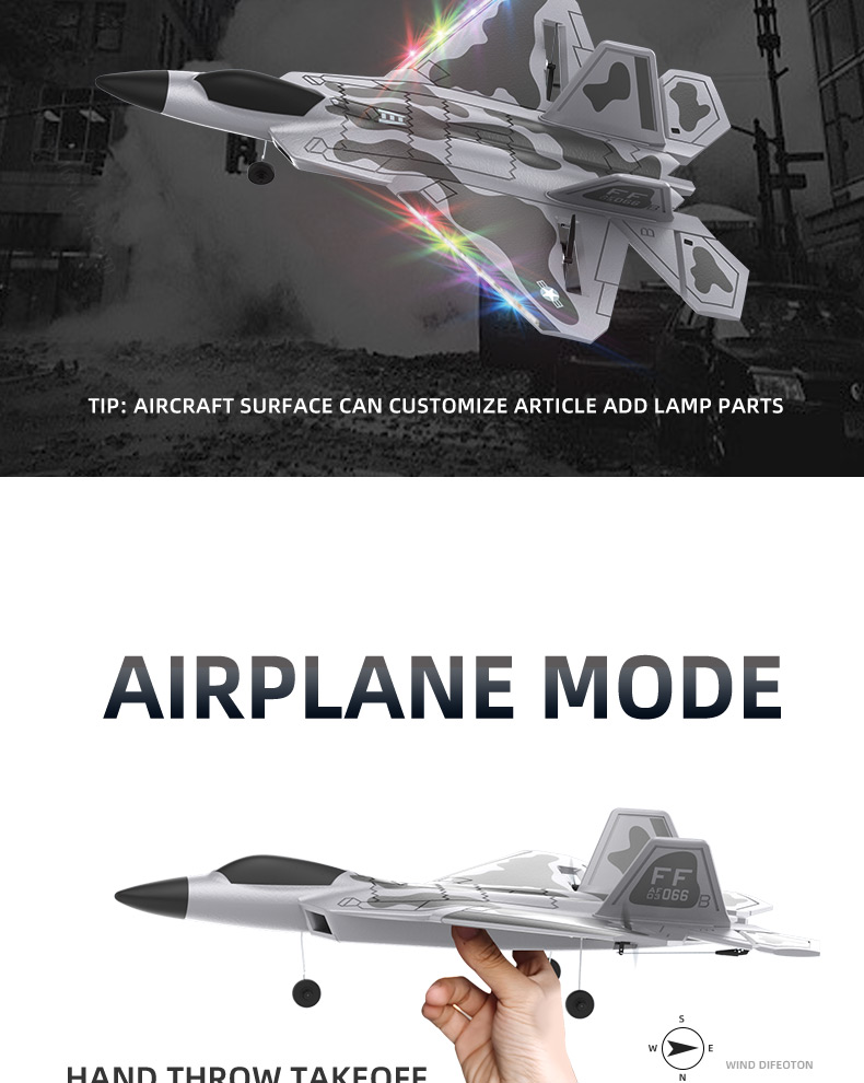 4K UHD Video Capture F22 Fixed Wing RC Airplane Easy To Fly Durable Soft EPP Foam Glider Plane for Outdoor Adventures