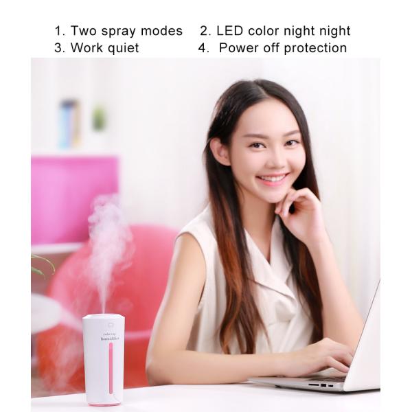 Color LED cup humidifier / USB 5v classic ultrasonic bottle led colorful air humidifier 230ml