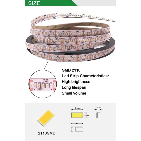 Epistar Chip Super Bright Led Strip Lights SMD 2110 24V 300 LED Per Meter 18 Watt