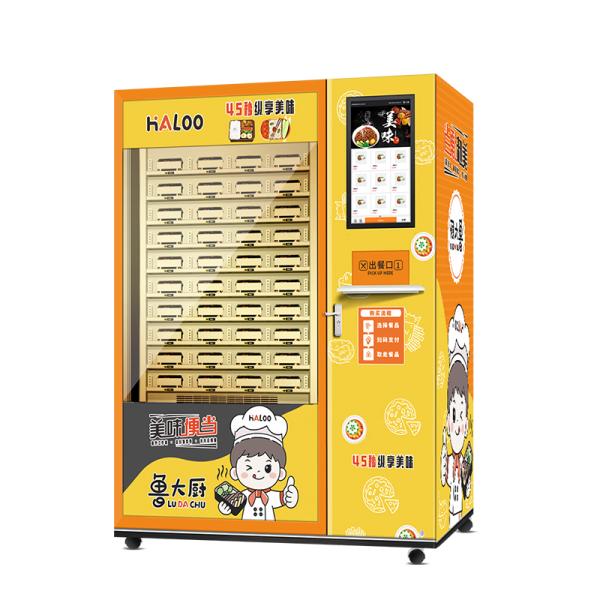 Large Capacity 2 Cabinets Hot Food Vending Machine with Microwave Heating and Smart Touch Screen
