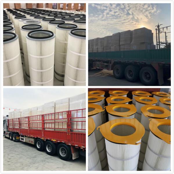 Fire Resistance Polyester Dust Filter Cartridge Smooth Filter Media Surface