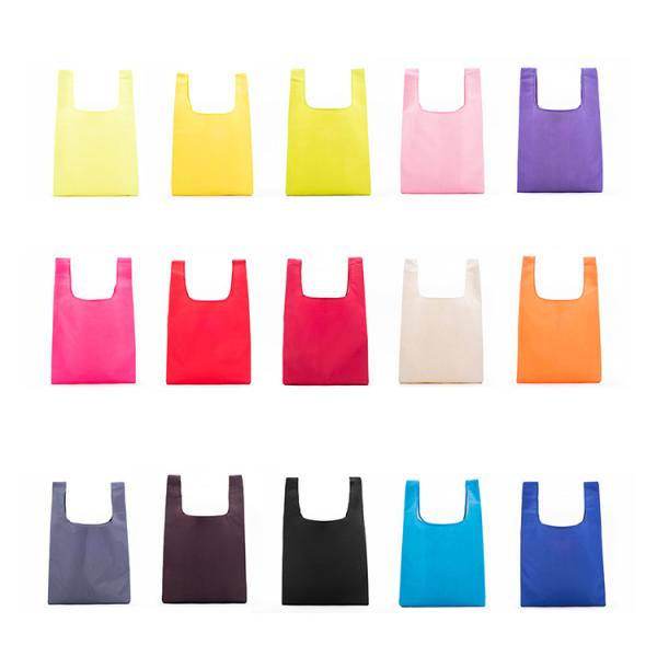 Purple Yellow Reusable Foldable Shopping Bag 55*35cm Fold Up Grocery Bags