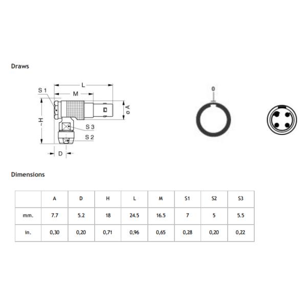 Lemo 00 size 4pin male and female connector FGG.00.304 / EGG.00.304