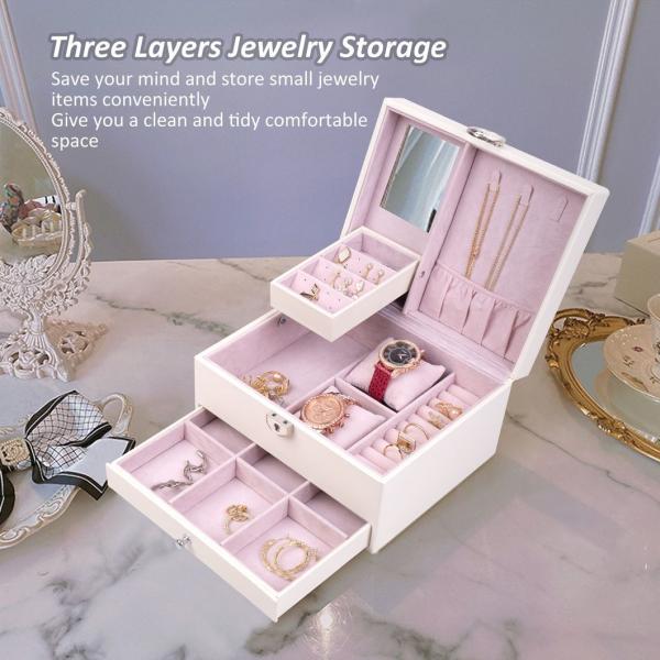 Custom Logo Luxury Jewelry Gift Box Travel Ring Necklace Leather Packaging Storage Box
