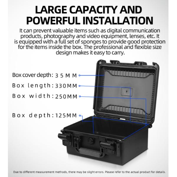 Custom Hard Plastic Tool Case IP67 Waterproof 362x310x174mm with Foam