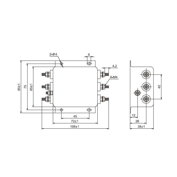 30MHz 3 Phase EMI Filter Surface Mount Low Pass EMC Noise Filter