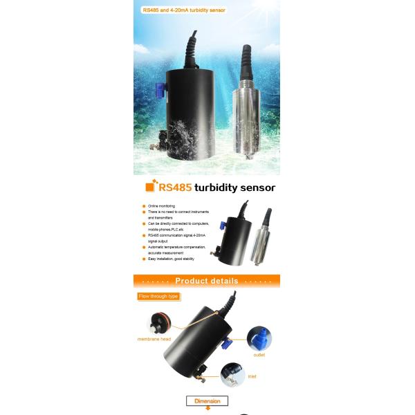 Water Analyzer 0-4000NTU Measuring Range RS485 Output 5m Cable Length M12 Connector