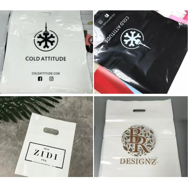 80 Micron Embossing CPE Plastic Die Cut Handle Bags