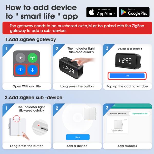 Zigbee Smart Switch no capacitor required With Timing Voice App Alexa Google Home No Neutral Tuya Wall Light Button Switch