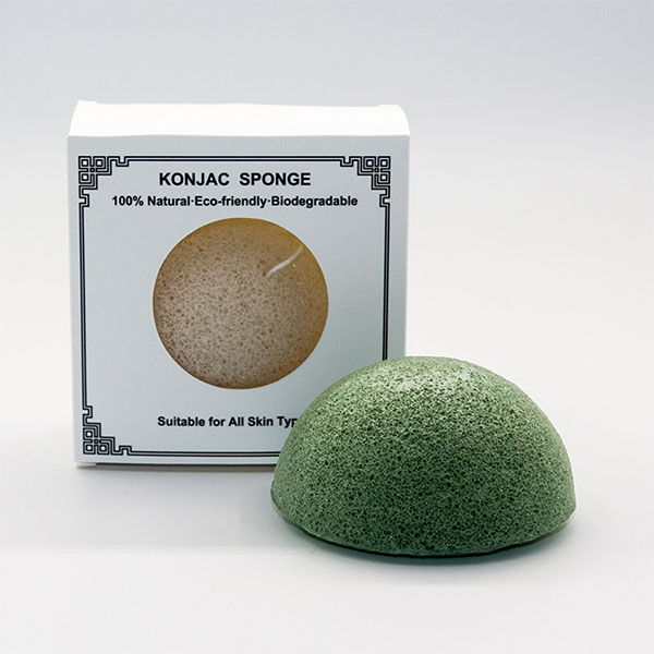 Dark Green Hemisphere Facial Konjac Sponge Halfball Face Sponge For Oily Skin