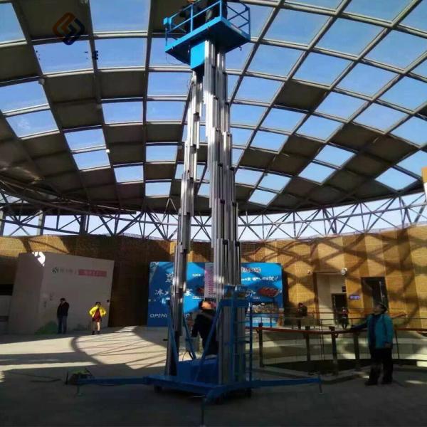 Three Mast Order Picker Forklift Climbing Work Platform 21m Height Red Color