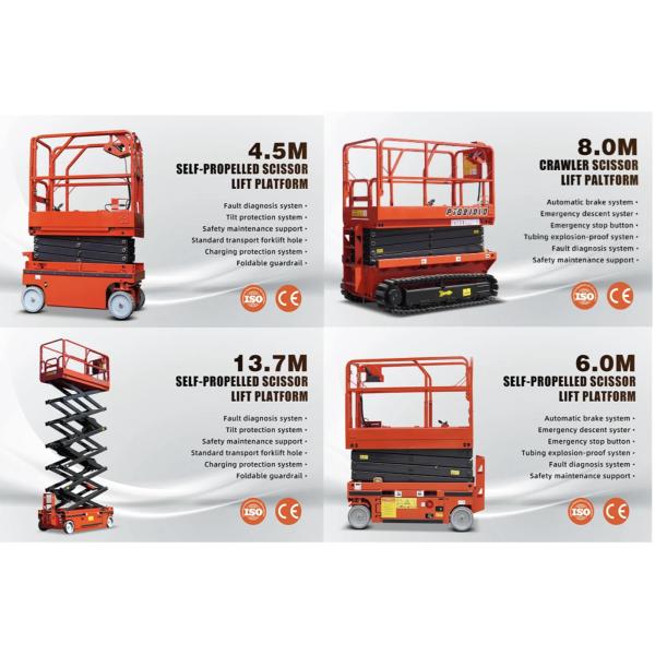 4m 5m 6m 8m 10m 12m 14m 16m Electric Self Propelled Scissor Lift Platform for Food Shop