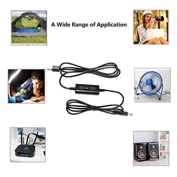 USB to 9V 12V DC Power Converter Cable Step up Boost Adapter Cord with 5.5x2.1mm Connector for Router Camera Speaker Modem LED