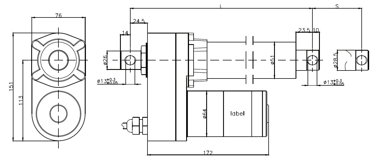 strong power linear actuator with feedback 12vdc, industry linear drive with pot 300mm stroke