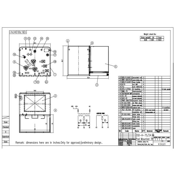 75KVA Single Phase Pad Mounted Transformer Outdoor ANSI C57 24.94V To 120V
