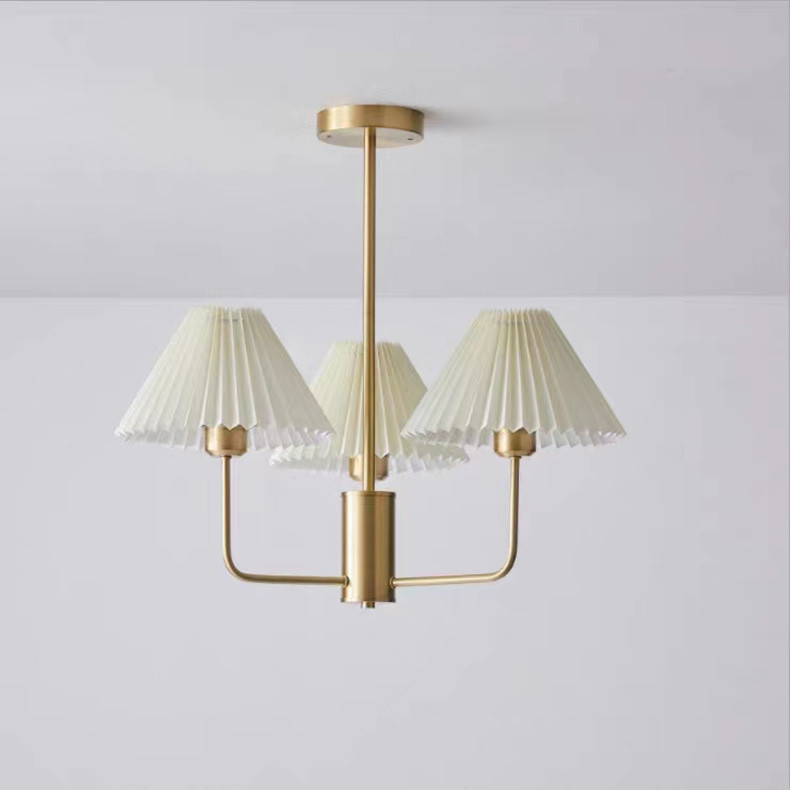Modern Copper Chandeliers White Cloth Lampshade Gold Chandelier(WH-AP-581)