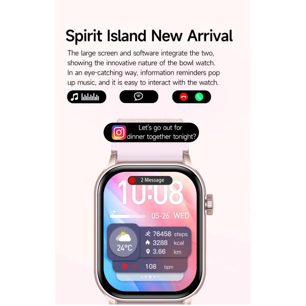 AI Voice Assistant Square Shape Smart Watch Health Monitoring Smart Watch