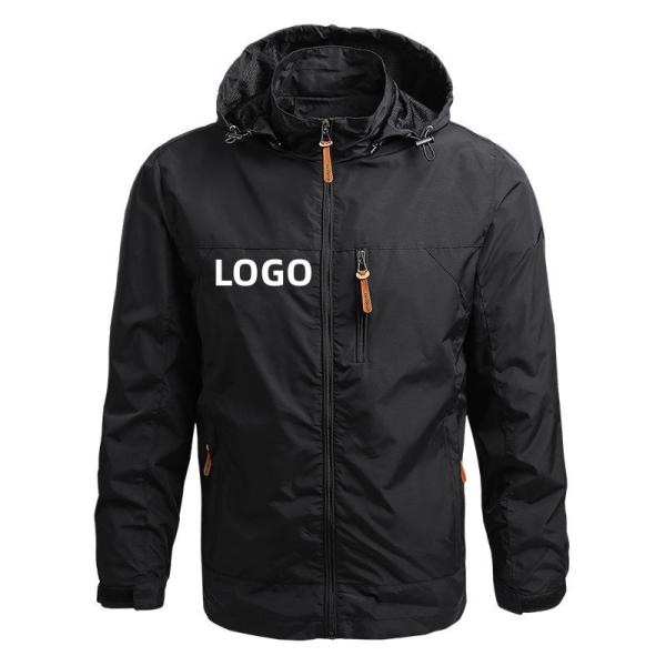 Windproof Outer Wear Apparel Lightweight Polyester Zipper Men Jacket With Hood