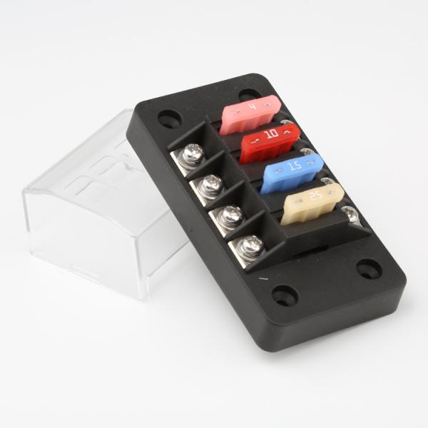 Motorcycle Car Automotive 4 Way Standard Blade Fuse Holder Box Block With Cover And Label Kit