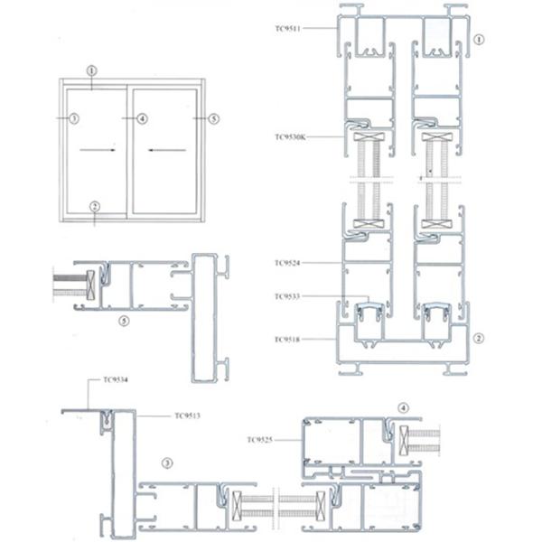 Alloy 6063 - T5 Aluminum Door Extrusions profiles , Powder Painting / Anodized