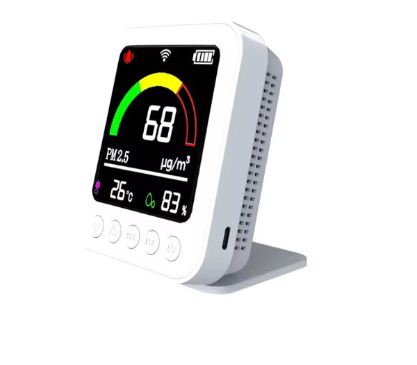Tuya Smart WiFi Air Quality Monitor - Battery-Powered Real-Time Detector for PM2.5, Temperature & Humidity