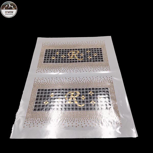 R Letter Rhinestone Applique Patches Golden Rectangle / Customized Shape