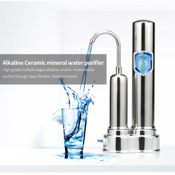 Stainless Steel Kitchen Counter Top Ceramic Water Filter Candle Double Stages