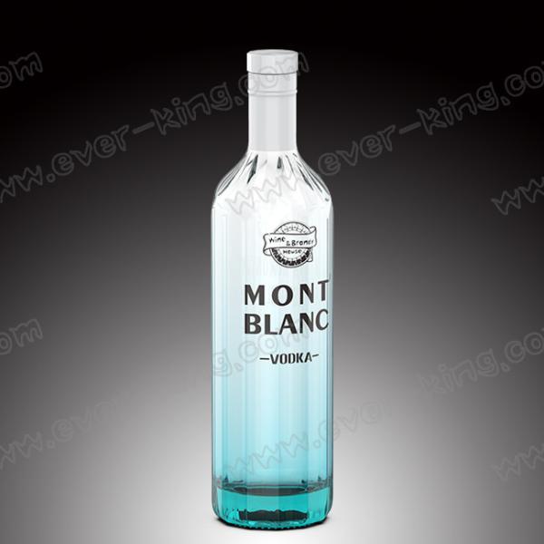 Cork Cap Blue Vodka Glass Bottle Round Shaped Customized