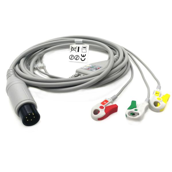 Electrocardiograph 6 Pin 3 Lead ECG Cables And Leadwires Adult Pediatric