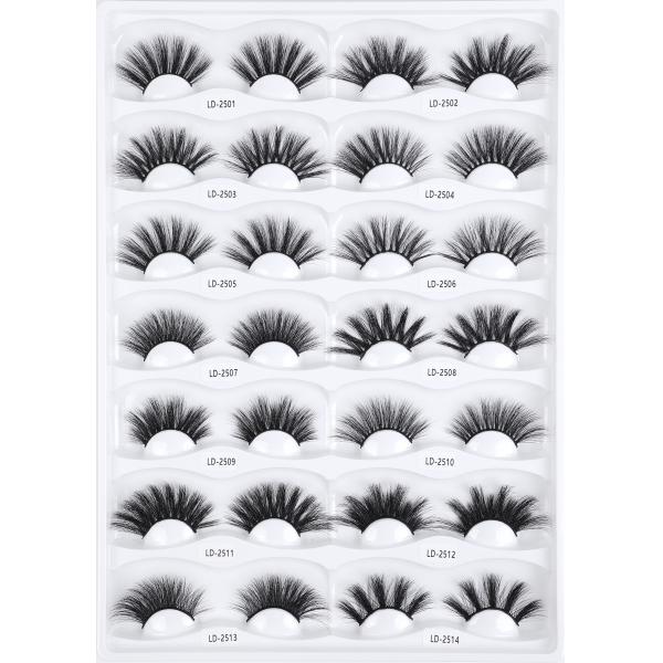Natural Black 3d 25mm Mink Lashes , Reusable 3d Strip Lashes