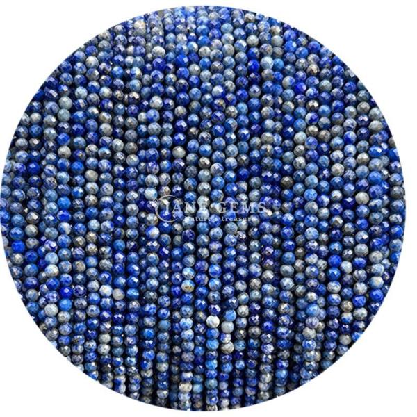 Gems Bead Natural Crystal Faceted Round Shape Small Lapis Lazuli Amethyst Loose Bead Strands for Bracelets