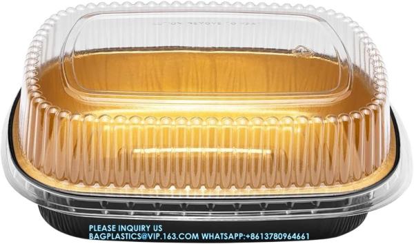 50 Oz Oval Aluminum Foil Pans With Snap-On Lids Take Out Pan With Clear PET Dome