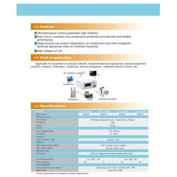 LED Relay Type AVR Series Electric Stabilizer For Home With Over & Low Voltage Protection