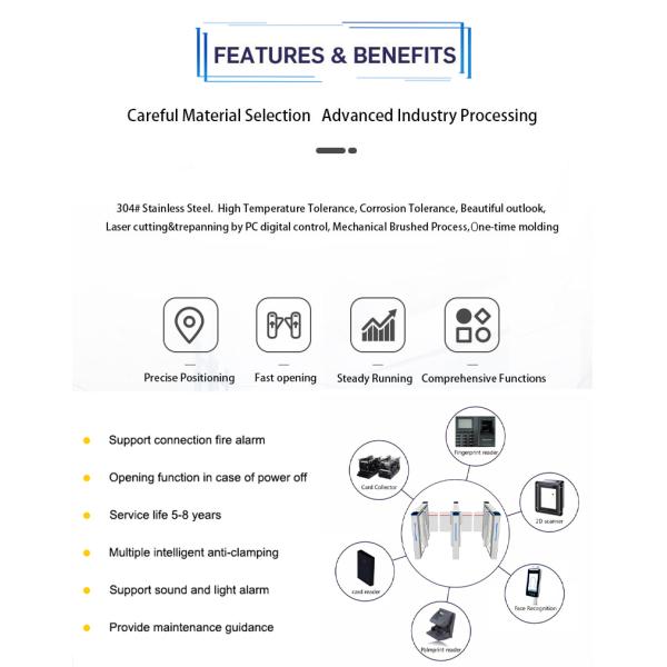 Smart Speed Gate Turnstile Optical Coating Swing Gate Turnstile With Face Recognition
