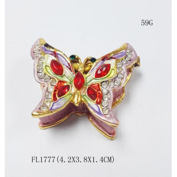 Fancy Small Butterfly Metal Alloy Jewelry Box Small Butterfly Trinket Box