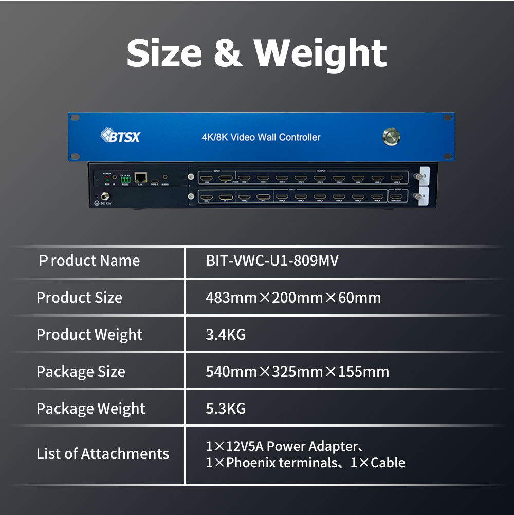 4K60 Video Wall Controller with 9 HDMI Outputs for Seamless Switching Multi-Screen Display