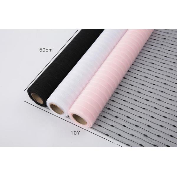 Stripe Deco Florist Wrapping Paper 50cmx10Y Polyester Mesh Roll With Dot