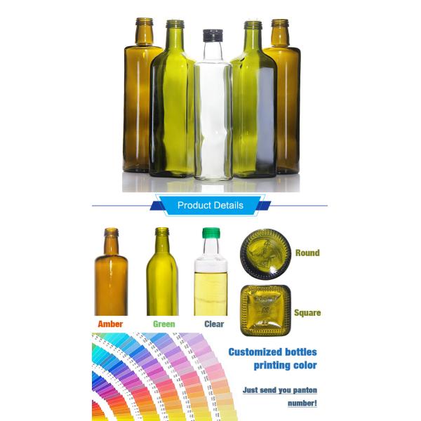 500ml 750ml Square Flat Olive Oil Glass Bottles With Cork Or Screw Lid
