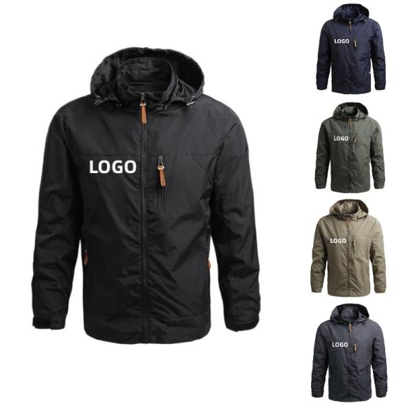 Windproof Outer Wear Apparel Lightweight Polyester Zipper Men Jacket With Hood